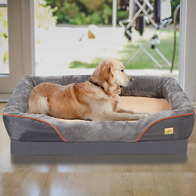Orthopedic Faux Fleece Sofa-Style Couch Pet Dog Bed for Dogs Cats Medium Jumbo