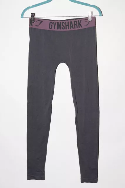 GYMSHARK FIT SEAMLESS Gray Leggings Charcoal/Yellow waistline
