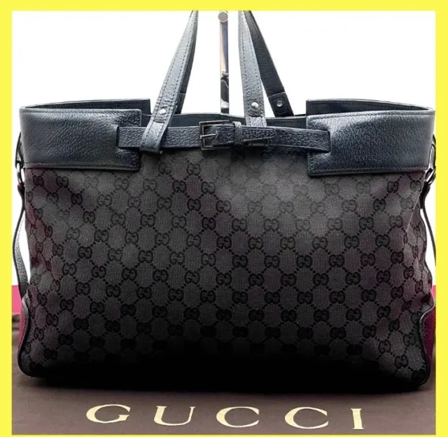 Genuine Gucci Tote Bag GG Pattern Campus Leather Large Capacity A4 Shoulder Bag