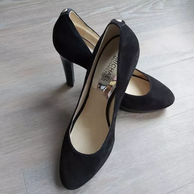 MICHAEL KORS Black Suede Leather Platform Heels Pumps Sz 8.5