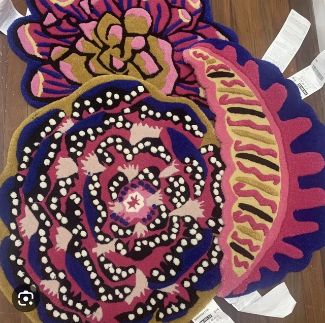 NEW IN PACKAGE Karismatisk Ikea Flower Rug Set of 3 Floral Rugs Zandra