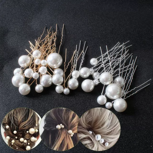 18Pc Perle Cheveux Mariage Pins Honneur Ivoire Fête Clips Poignées Bal *