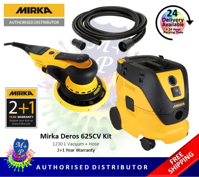 Mirka Deros 625CV 2.5mm Orbit + 1230 L Vacuum + Hose - Electric Kit Ready To Use