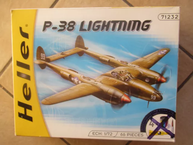 P-38 F, HELLER/ AIRFIX, 1/72, réf: 71232, 2010, ( matchbox, academy, zvezda ).