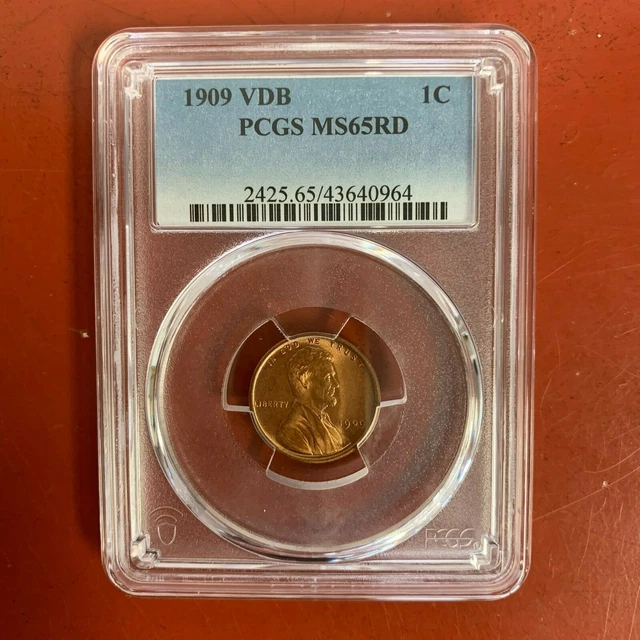 1909 Vdb Lincoln Wheat Cent Penny 1C Pcgs Ms-65 Rd - Red #0964