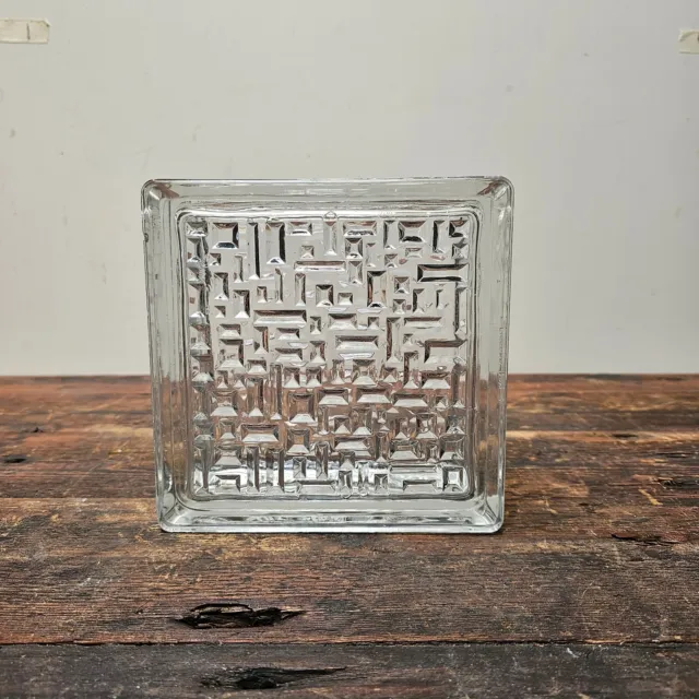 Fidenza Italy Retro Glass Block Brick 7.5" x 7.5" x 3" Vintage