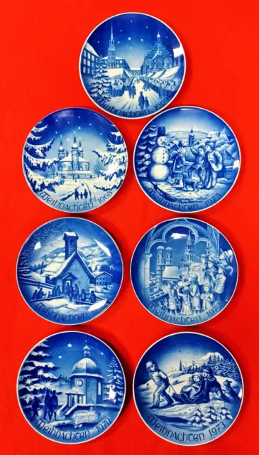 (7)  Bareuther Waldsassen Bavaria Germany Christmas Plates Porcelain 8"