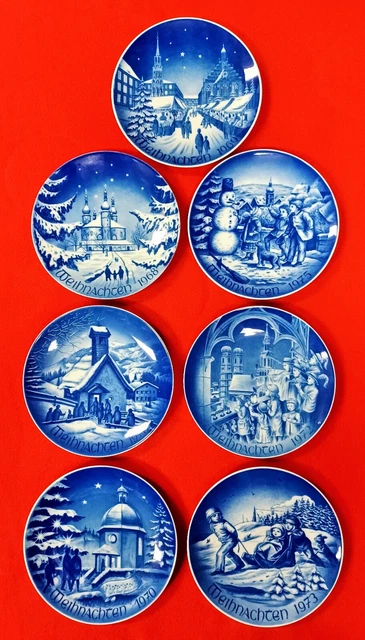 (7)  Bareuther Waldsassen Bavaria Germany Christmas Plates Porcelain 8"