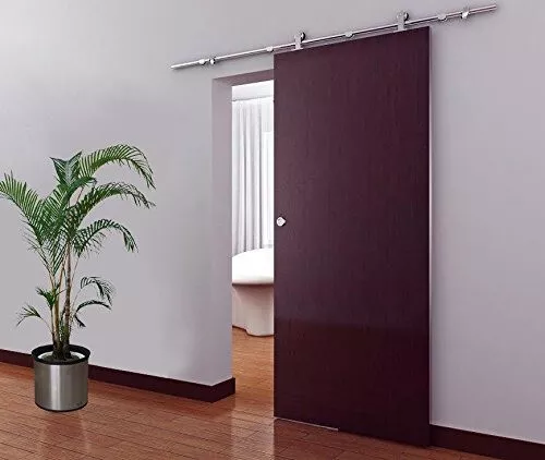Country Style Brush Steel 6.6ft Sliding Barn Door Rail Roller Track Hardware Kit