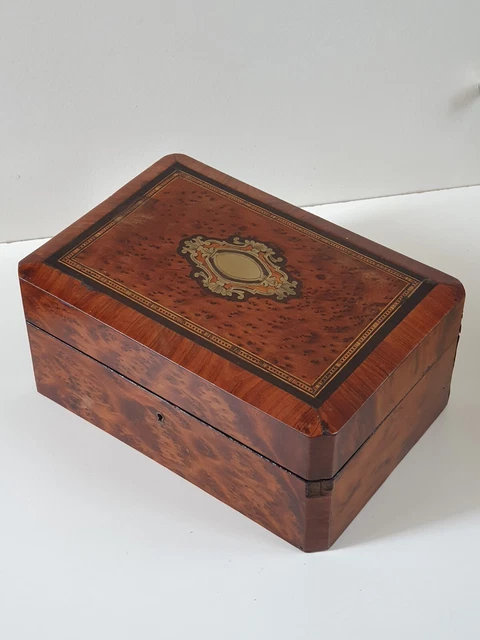 Boîte Ronde Forme Boule Marqueterie D'Os Sur Laiton - Objet Déco Vintage Occasion