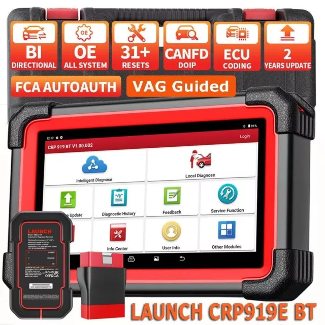 LAUNCH CRP919EBT Auto OBD2 Diagnostic Tool ABS Key Coding Bidirectional Scanner