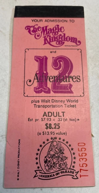 VINTAGE 70S MAGIC Kingdom Disney World Tickets Adult Coupon Book 10 00 