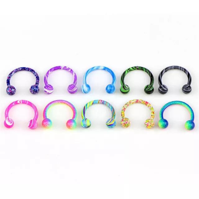 10pc Stainless Steel Horseshoe Bar Lip Nose Septum Ear Ring Stud Piercing B__x 3