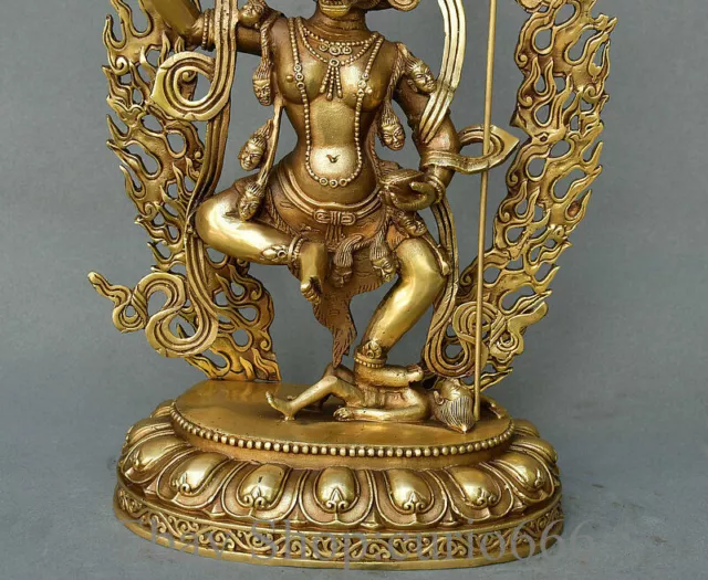 15" Old Tibetan Copper Buddhism Vajravarahi Dorje Phakmo Buddha Statue 3