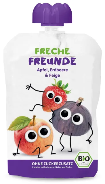 Freche Friends orgánico mantillo de fruta manzana fresa higo 12x100 g NUEVO MHD 2/24