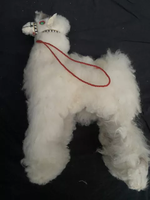 Llama Toy Figure Made o Real Alpaca Fur Stuffed Animal very large over Foot tall