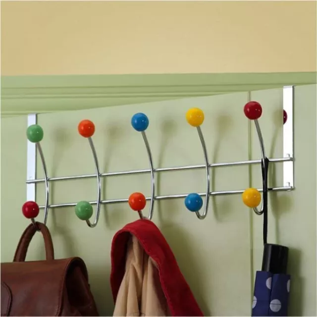 Multi Color Over Door DOUBLE HOOK Safe Round Plastic Rack Robe Towel Coat Hanger