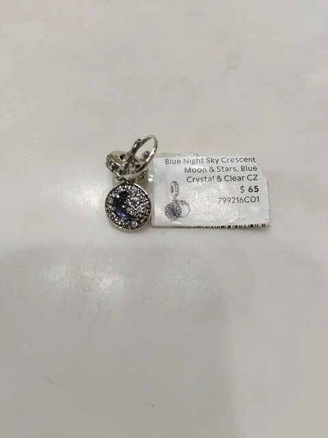 Authentic Pandora Charm 799216c01 Blue Night Sky Crescent Moon & Stars