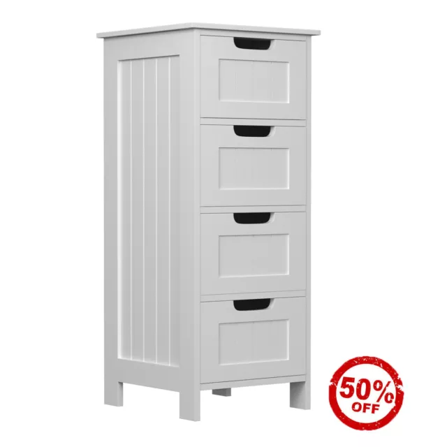 Bathroom 4 Drawer Cabinet Bedroom Nursery Storage Dresser Cupboard Unit White