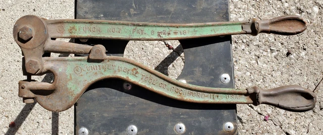 Whitney Metal Tool Company Hole Punch No. 7 Rockford Illinois USA - Green Paint
