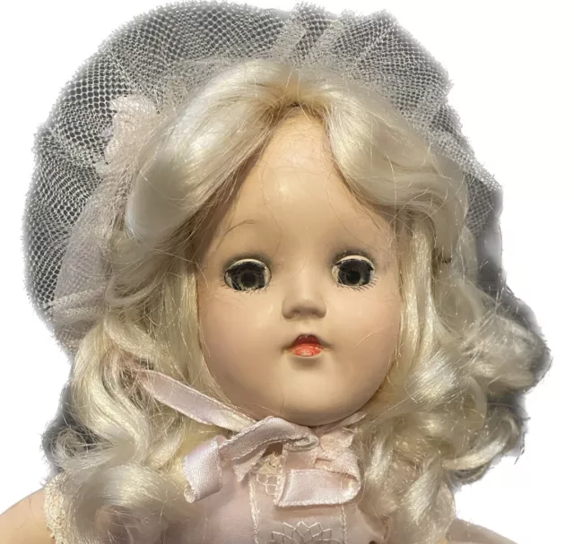 Vintage 1950s Ideal Toni P-90 Hard Plastic Doll 14" Blonde Sleepy Eyes