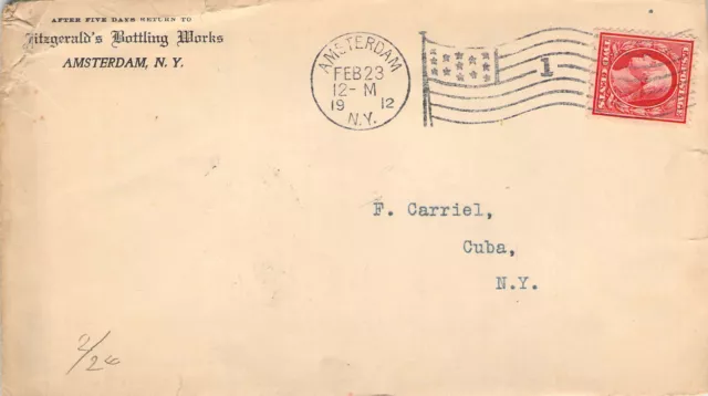 Fitzgeralds Bottling Works Amsterdam New York Postal History Cover