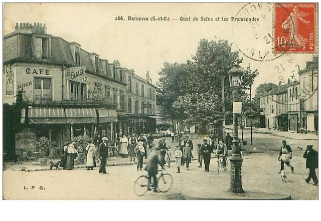 95.BEZONS.n°19497.QUAI DE SEINE ET LES PROMENADES.CAFE