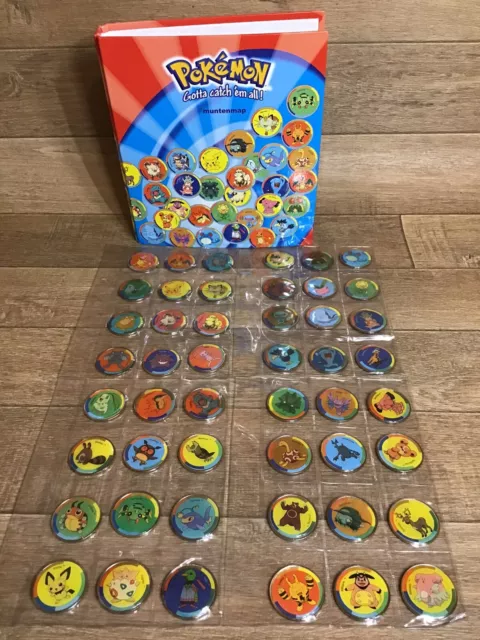 Nintendo Pokemon Metal Coins Pogs Dutch Album Set Of 48 Complete 1St Series 2001
