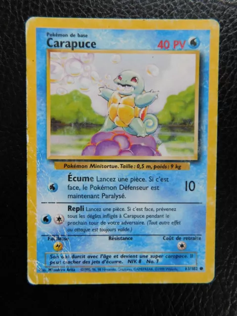 Carte Pokemon Française Carapuce 63/102 Wizards Set De Base FR(port groupé)