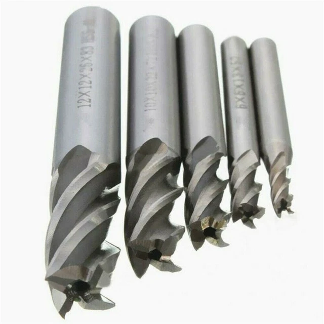 5pcs 4-Flute End Mill Bits HSS CNC Shank Drill Bits Cutter For Aluminum Steel