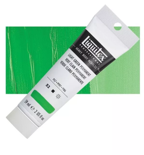 Professional Heavy Body Acrylic Paint 2oz 59ml Tube Light Green Permanent