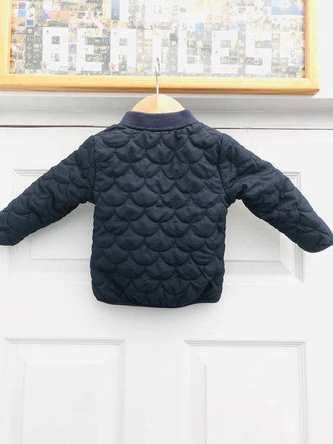 Mamas and Papas Girls Quilted Navy Blue  Jacket Coat Age 6 - 9 months Exc Cond 2