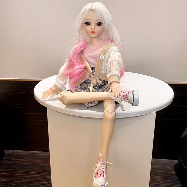 1/3 BJD Doll Moveable Joints Girl Body Full Set Outfits Face Makeup Kids Toys