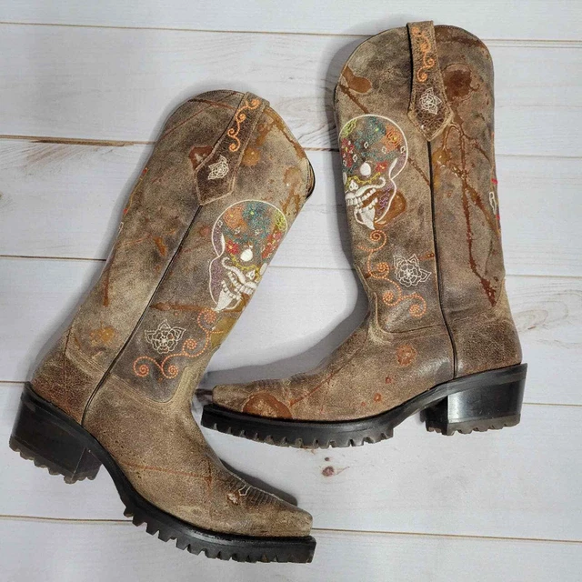 Johnny Ringo Women's Skull Embroidered Cowboy Boots