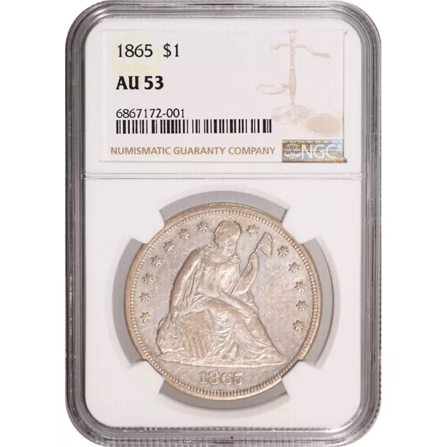1865 Liberty Seated Dollar NGC AU 53