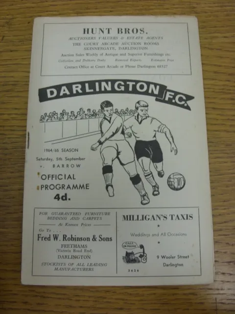 05/09/1964 Darlington v Barrow  (Slight Rusty Staple/Marks). Thanks for viewing