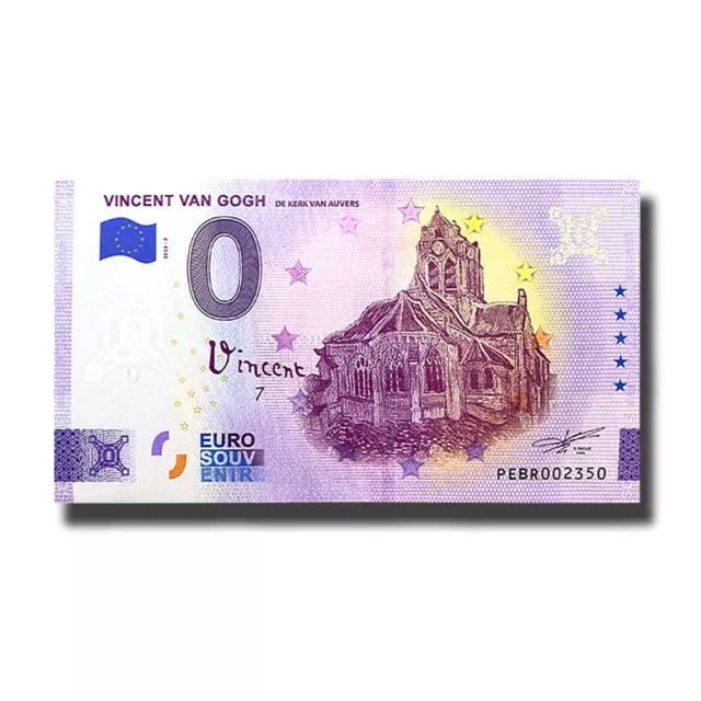 0 Euro Souvenir Banknote Vincent Van Gogh Kerk Auvers Netherlands PEBR 2023-7
