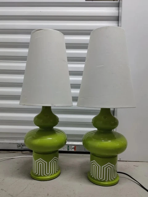 Jonathan Adler Happy Chic Green Lamps Lot Of 2 MCM 18” Vintage RARE