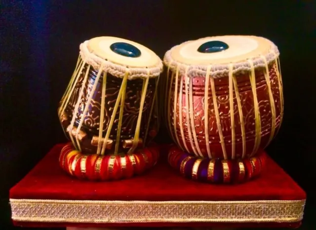 Showpiece Decor Tabla Instrument Wood Bayan Dayan Steel Small Musical Drum