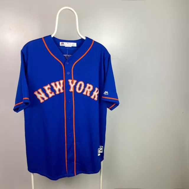 USA Majestic New York Mets Embroidered MLB Jersey Blue Orange L BNWT