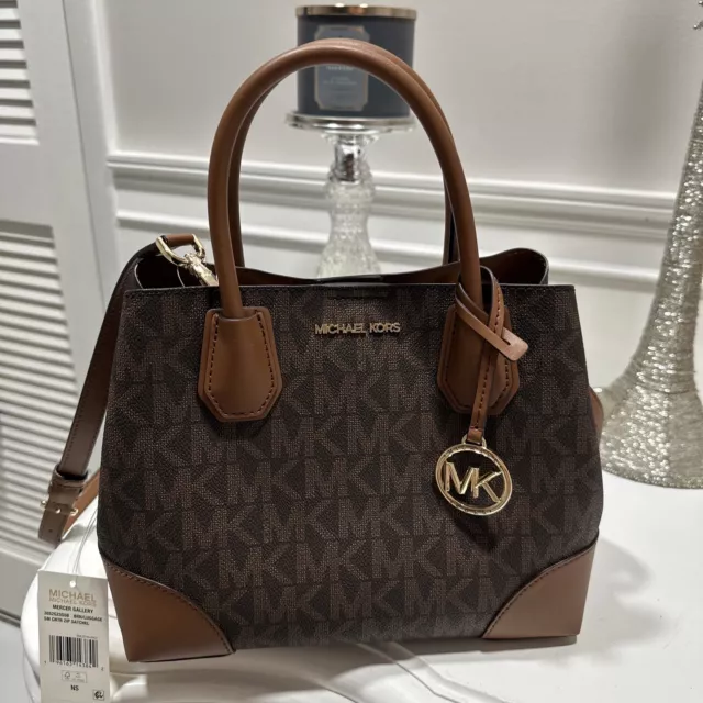 NWT MICHAEL KORS Mercer Gallery Small Signature Logo Satchel Retail $298