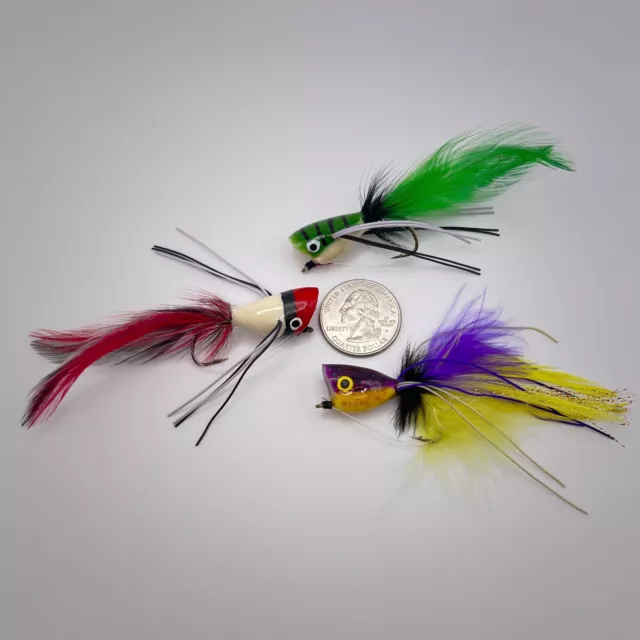 VINTAGE FLY FISHING Top Water Popper Flies Approx 14 $33.99 - PicClick