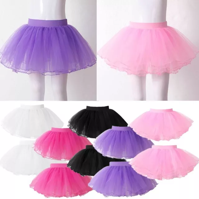 Girls' Mesh Ballet Dance Tutu Skirt Princess Solid Color 4 Layered Tulle Skirts