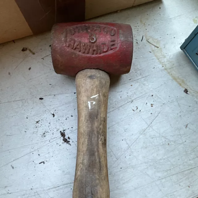 Vintage Chicago Rawhide No. 5 Leather Mallet Hammer USA C/R LARGE SIZE -  rare