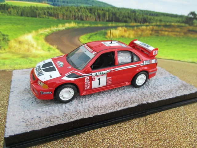 MITSUBISHI LANCER EVOVII rally car model on code 3 diorama plinth Tommi ...