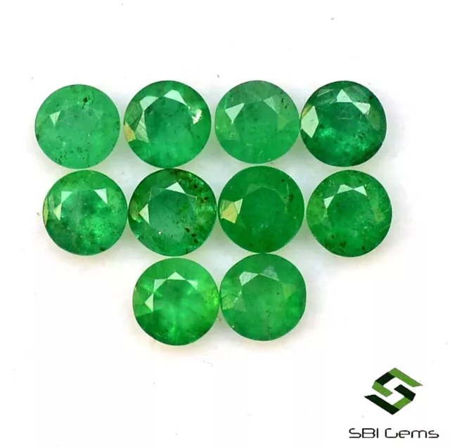 2.52 Cts Natural Emerald Round Cut 4 mm Lot 10 Pcs Calibrated Loose Gemstones