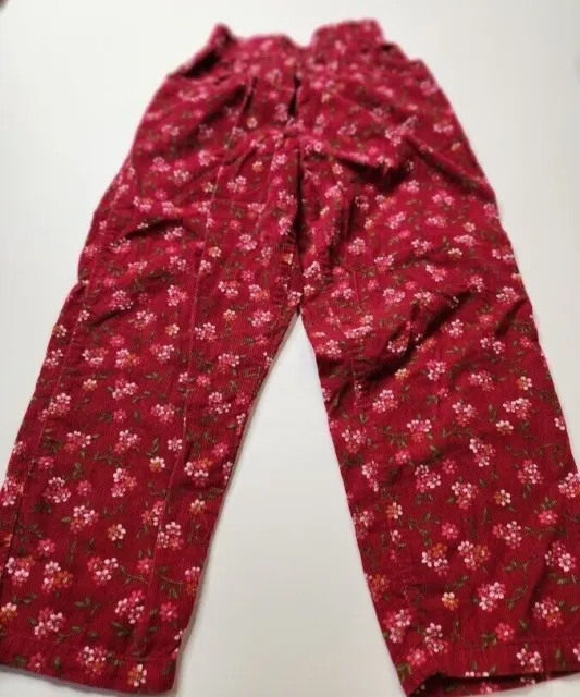 McKids Mc Kids Burgundy Floral Corduroy Pants Girls Size 4T