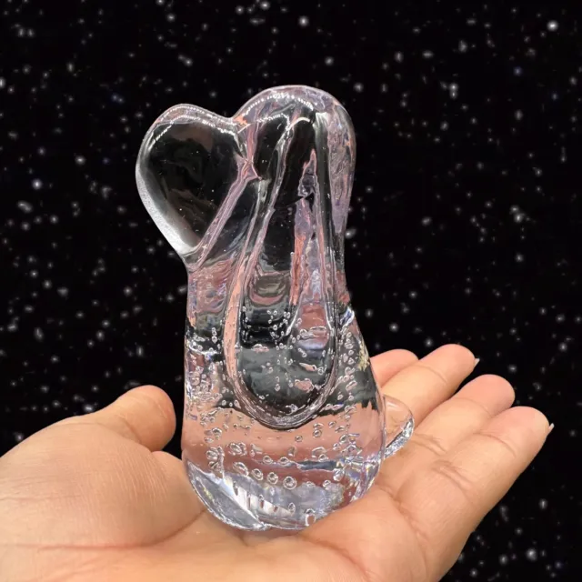 Leonard Towle Art Glass Hound Dog Paperweight Bullicante Bubbles Figure 4”T 2”W