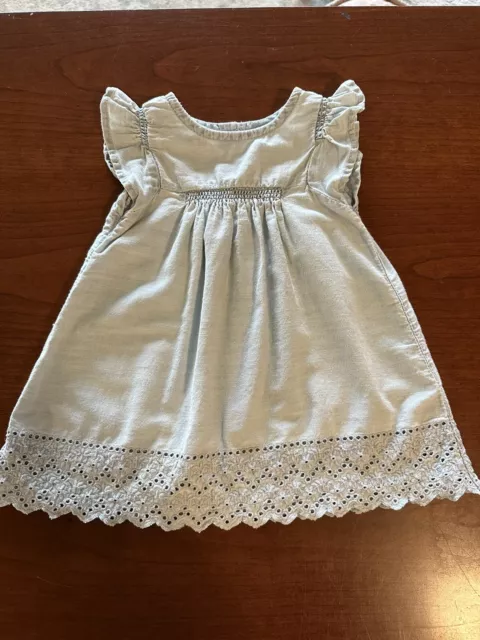 Baby Gap dress, light blue with eyelet embroidered trim, 6-12 months