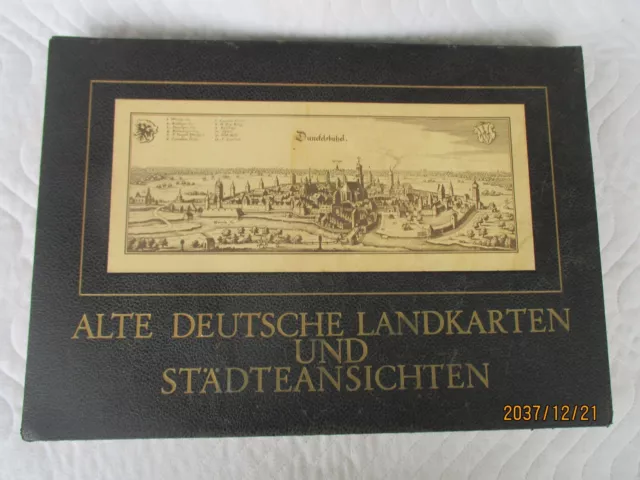 ALTE DEUTSCHE LANDKARTEN UND STÄDTANSICHTEN Stiche-Sammlung Drucken in Kassette